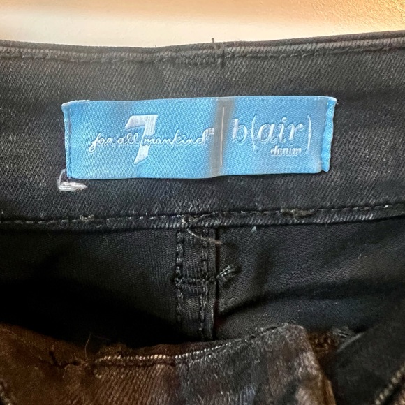 7 For All Mankind High Rise Skinny Jeans in Black Coated 25 - Picture 4 of 6